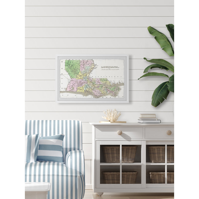 «Louisiana Colored Map», impression encadrée, H 8 po x l 12 po x P 1,5 po