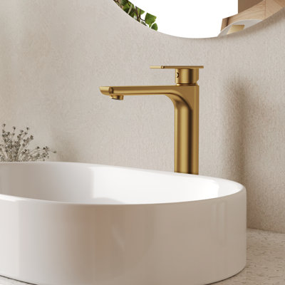 Single Hole Vessel Bathroom Faucet, Single Handle Bathroom Sink Faucet with Drain Assembly