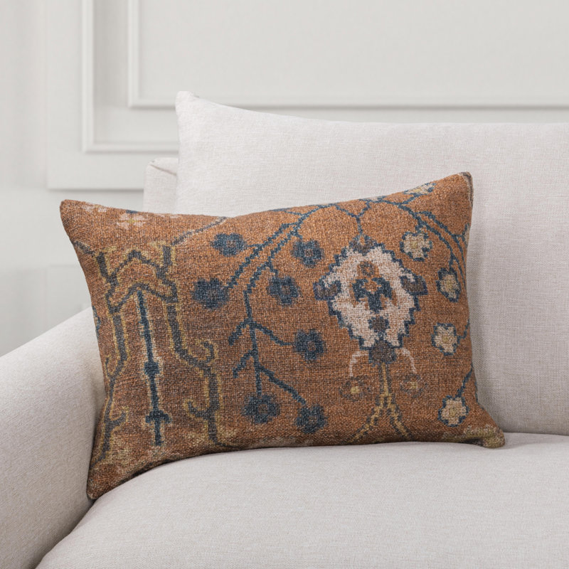 Bungalow Linen Floral Pillow Cover & Insert, Brown/Green Floral, Square 22"