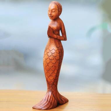 Dolphin Duo Hand Carved Sculpture Handcrafted Saur Wood 16 Artist