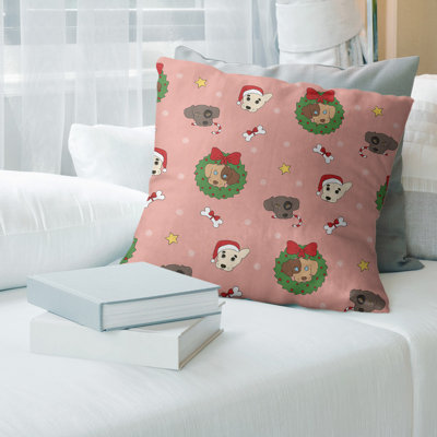 Coussin décoratif chiens de noël