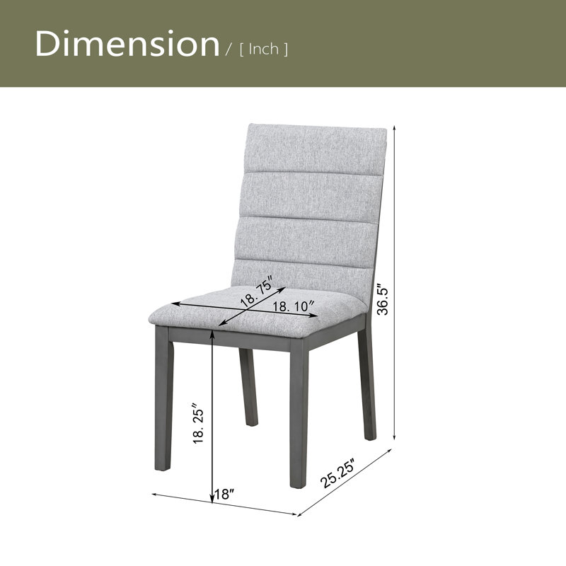Ensemble de 2 chaises de salle à manger capitonnées et rembourrées, Gris, Gris