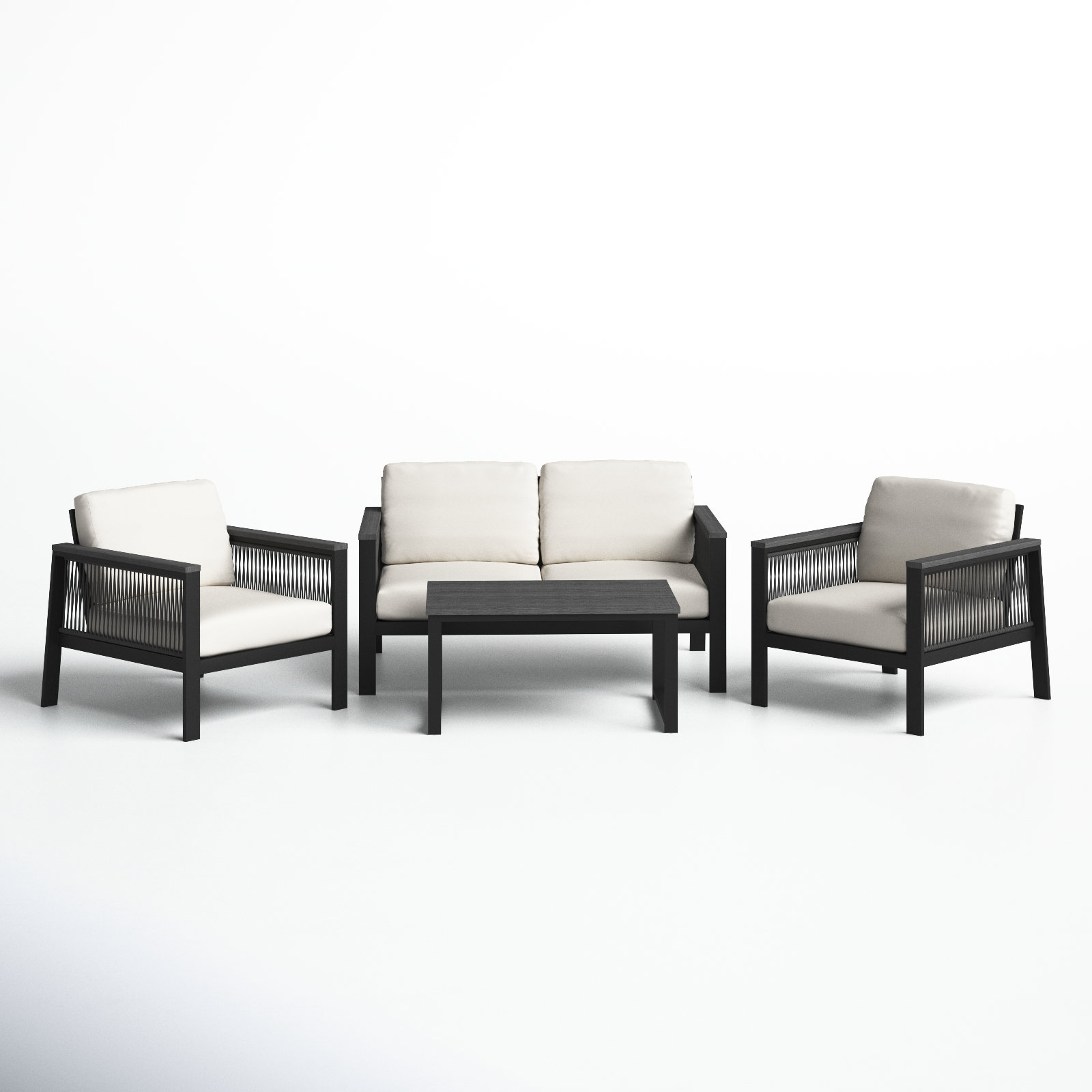 Townsend 4 - Person Outdoor Seating Group with Sunbrella® Cushions, Canvas White/Rope Gray