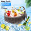 Table d'appoint pour refroidisseur de glace d'extérieur 9,5 gallons SHAREWIN, coffre à glace portatif rond en rotin avec poignée intégrée, poignées latérales avec couvercle supérieur-112868471