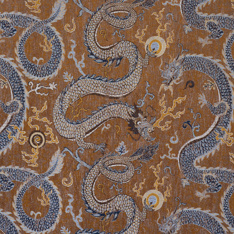 Tissu serpentine dragon, Brun/bleu