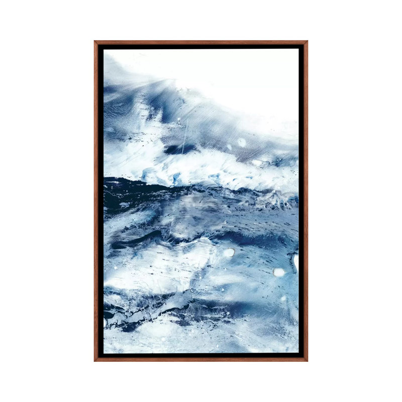 Reproduction d’art, "Indigo Tides I" par Ethan Harper, Toile avec cadre en bois brun classique, H 60 po x l 40po x P 1,5 po