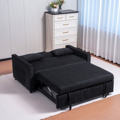 Canapé 3 en 1 en velours avec accoudoirs