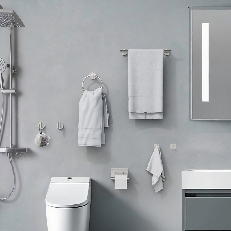 7 - Piece Bathroom Hardware Set,Towel Bar Set,Stainless Steel Rustproof Towel Rack Wall Mounted for Bathroom, Nickel