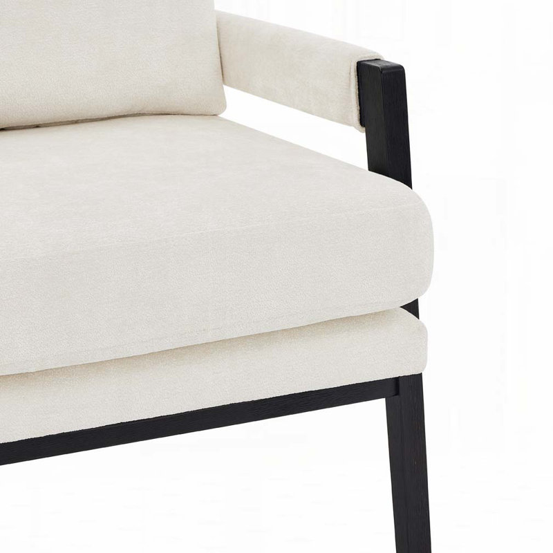 Fauteuil d'appoint en chenille avec cadre en bois, Blanc