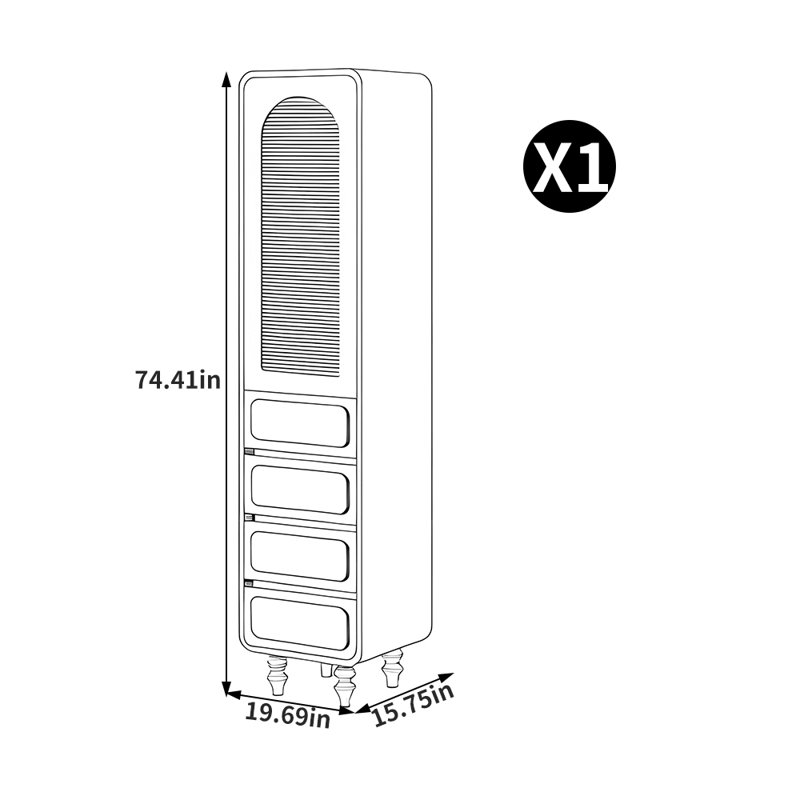 Frederic, (3 tablettes) H 74,41 po x l 19,69 po x P 15,75 po