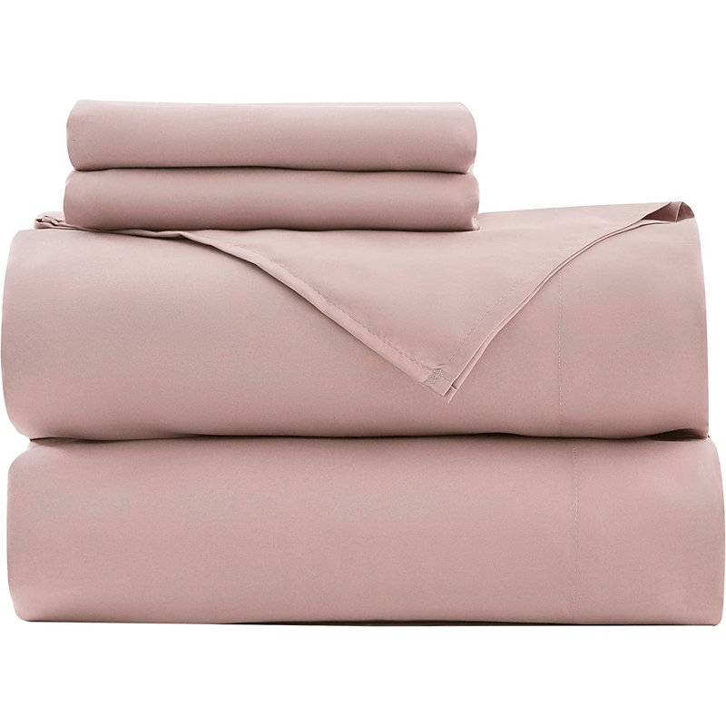 Washed Microfiber Bedding Microfiber Sheet Set, Twin Sheet Set with Fitted Sheet and 1 Pillowcase, Woodrose