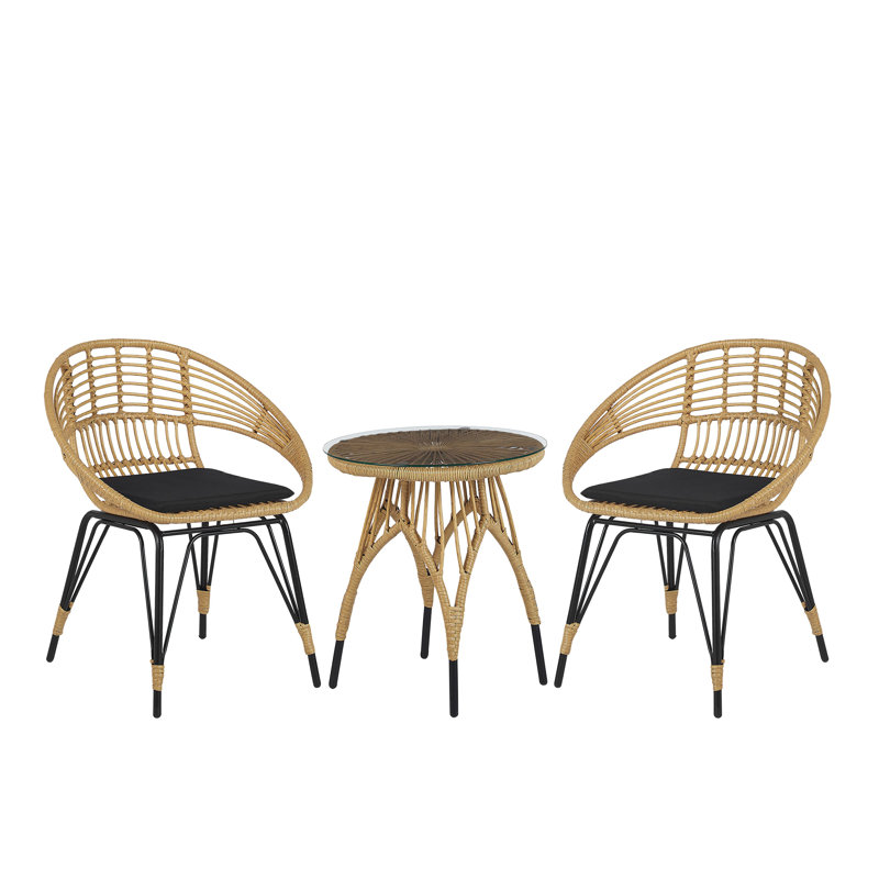 Seyfried 2 Seater Bistro Set with Cushions, Black