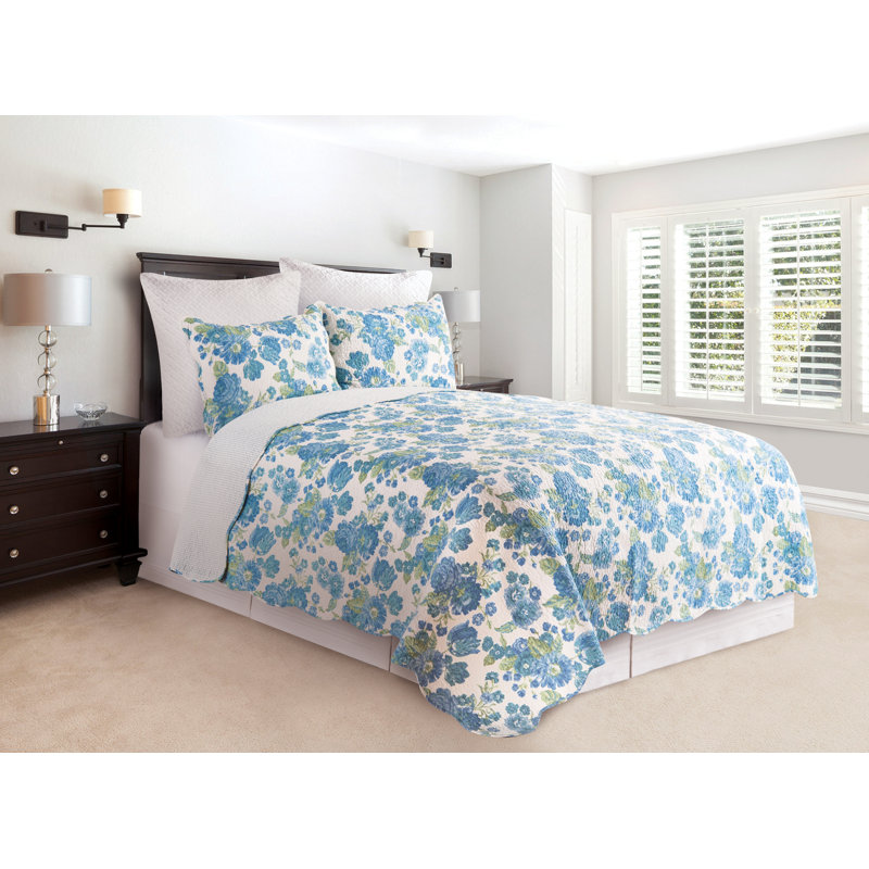 Kimbra Cotton Floral Quilt, Twin Quilt + 1 Sham