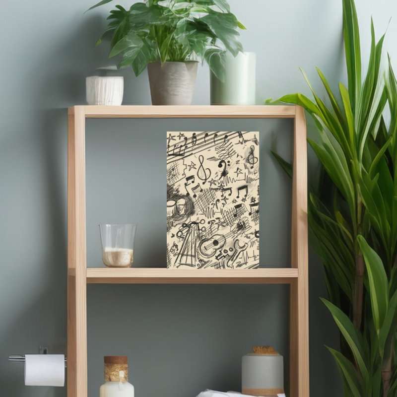 Creative Music Sketch Abstract Contemporary Landscape Nature Wall Art Print 1 Piece Wrapped Canvas Wall Art