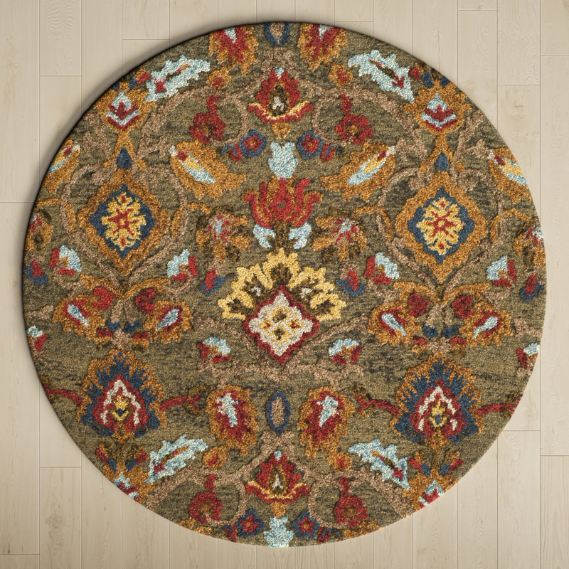 Tansy Wool Floral Indoor Rug, Round 8'