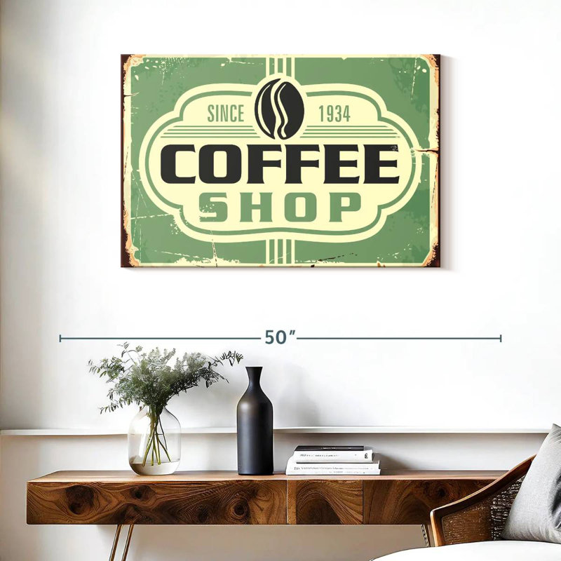 Plaque murale logo café, H 24 po x l 36 po