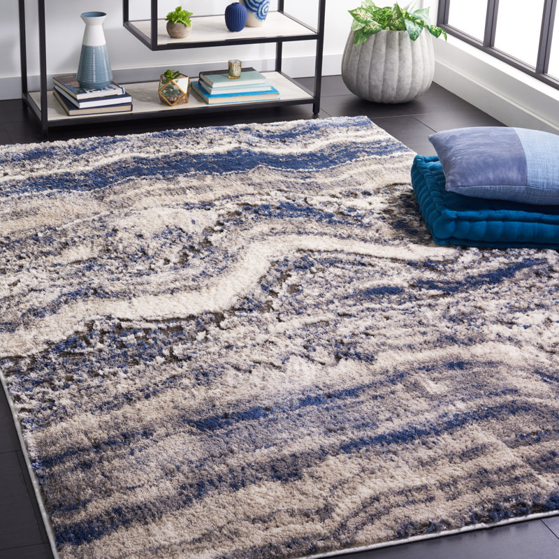 Petra 112 Area Rug In Light Beige / Blue, Rectangle 5'3" x 7'7"