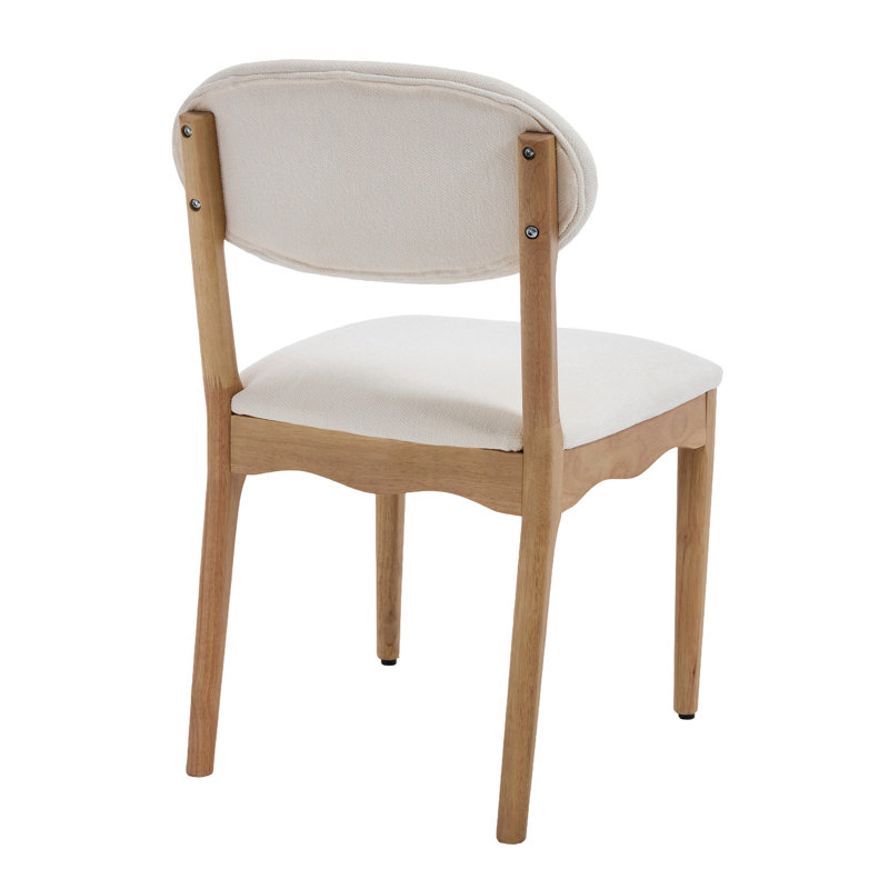 Upholstered Solid Wood Dining Chair With Hollow Back, Farmhouse Side Chair For Kitchen/Dining Room, White