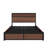Large Raised-Pattern Storage Bed Frame, Wooden Platform Bed Frame With Multiple Drawer Storage Function, Bedside Socket, Brown Wood (Queen)