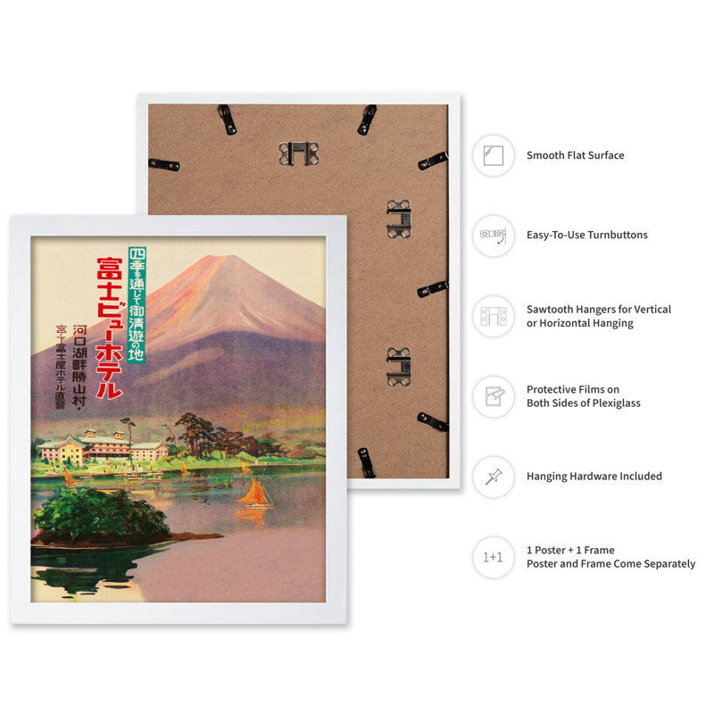 Fuji View Hotel, Poster, 24"H x 32"W, White Framed