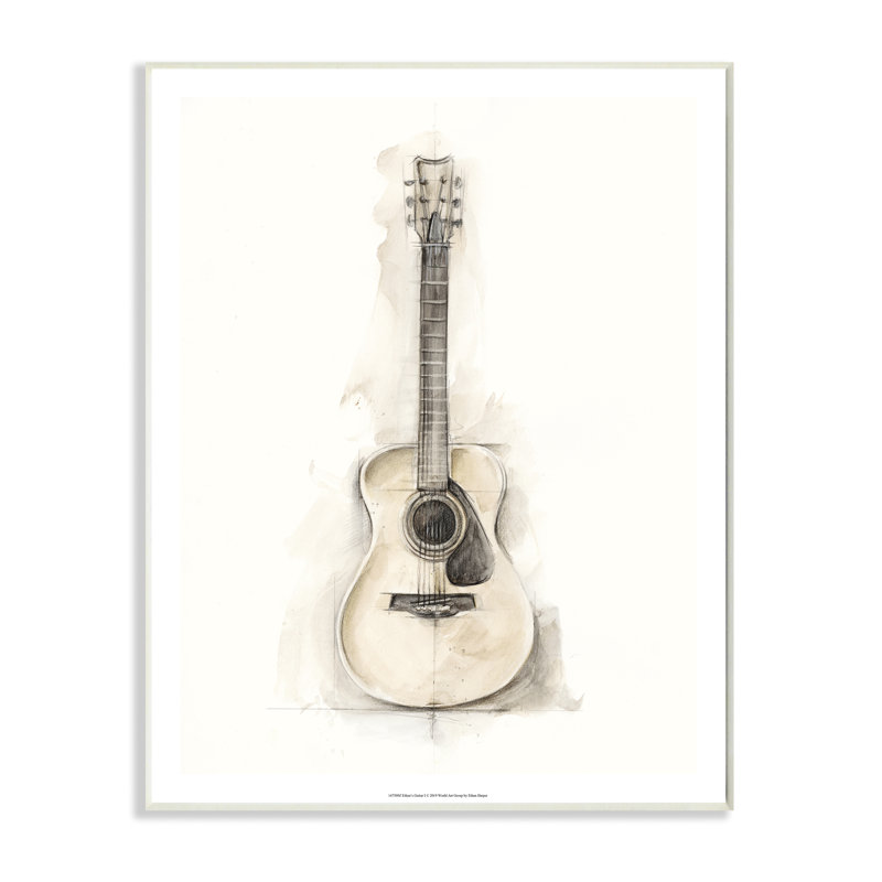 «Acoustique guitare», impression, Plaque murale, H 10 po x l 15 po x P 0,5 po