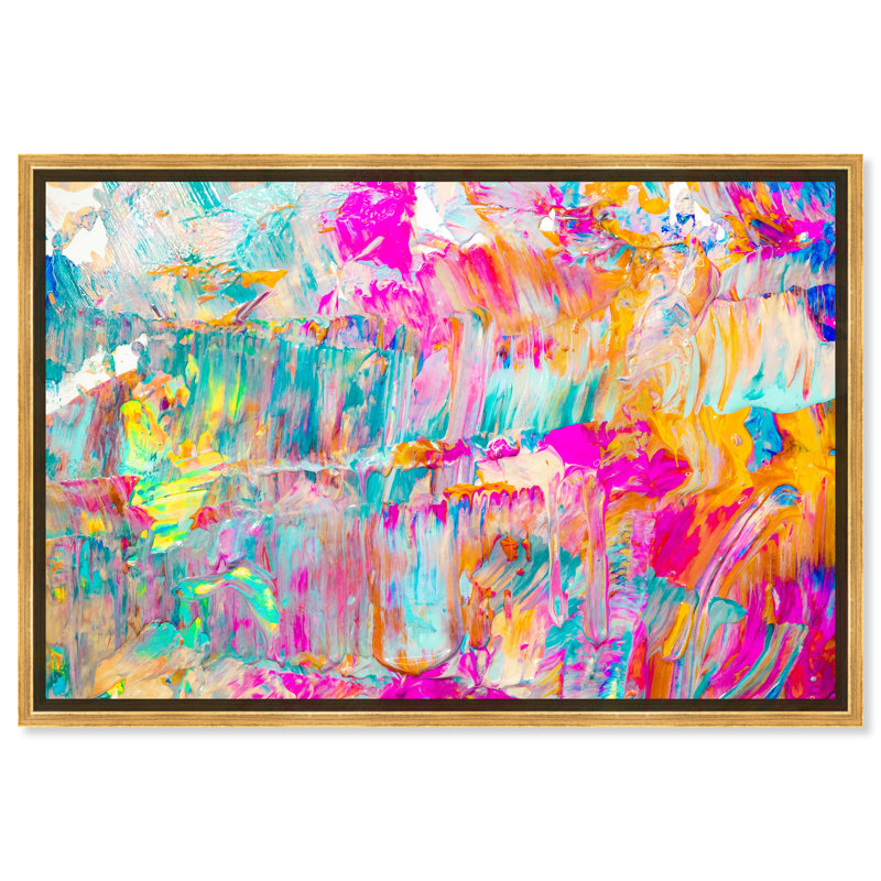 Sunshine Days - Impression sur toile, H 20 po x l 30 po, Reproduction avec cadre flottant, Gold