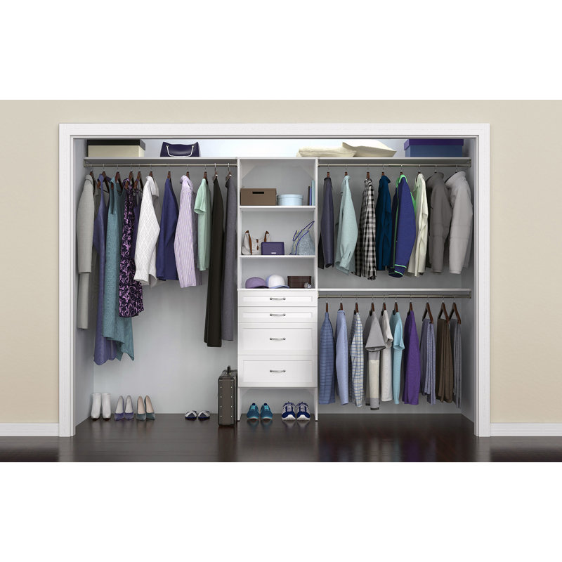 SuiteSymphony 84" W - 120" W Closet System with Drawers, Pure White