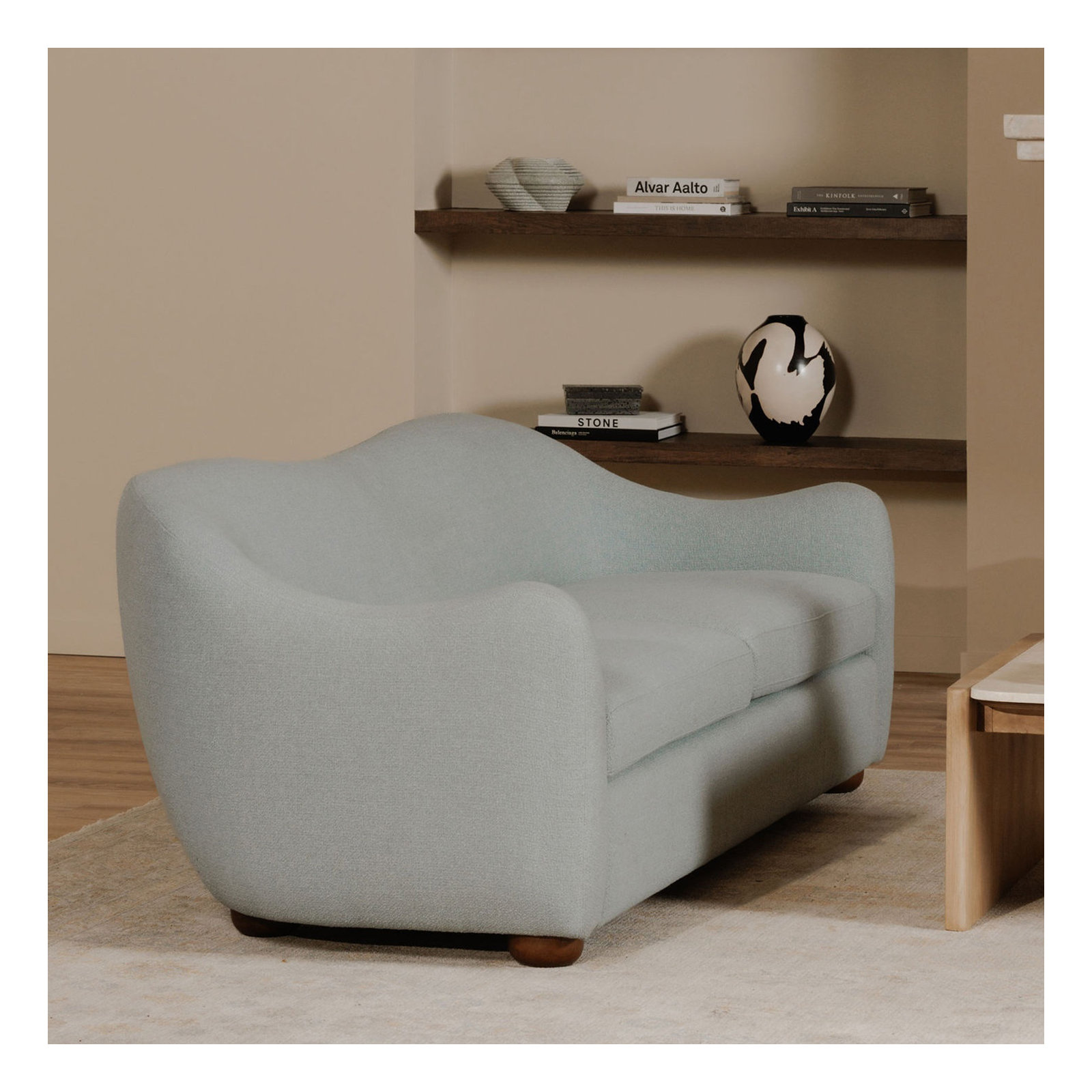 Elwood 88" Upholstered Sofa, Mist Blue Performance Weave