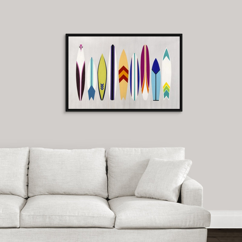 « surf on through », impression sur toile, H 25,7 po x l 37,7 po x p 1,75 po, Cadre flottant noir