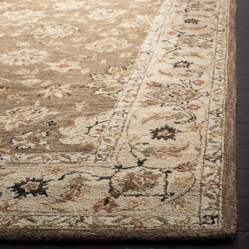 Hollander Hand-Hooked Wool Brown/Ivory Area Rug, Round 3'
