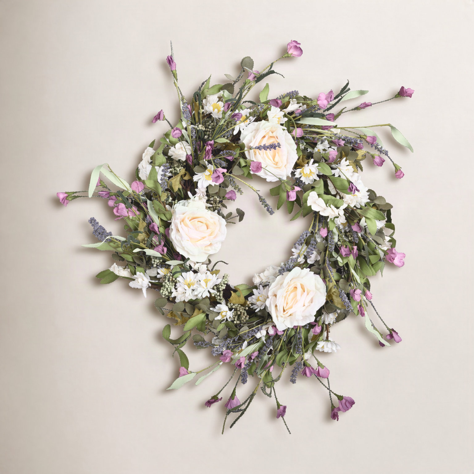 24" Handcrafted Berry No Holiday Wreath, Cream