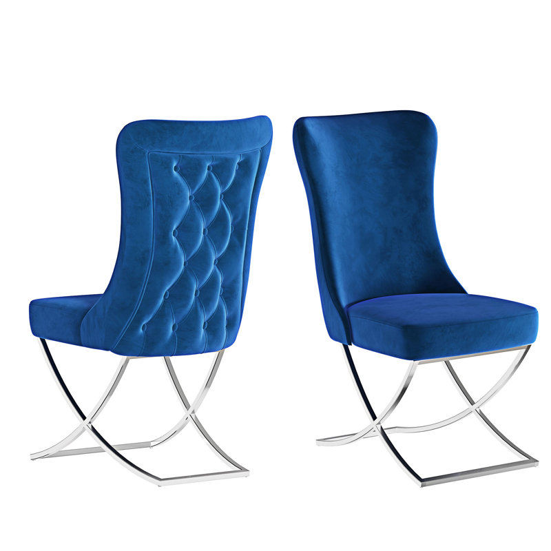 Chaise d'appoint rembourrée (ensemble de 2), Bleu