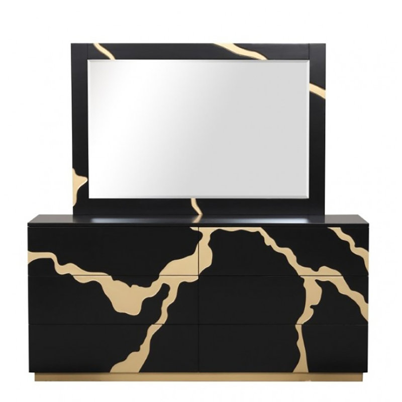 Commode 6 tiroirs avec miroir Wrayanne