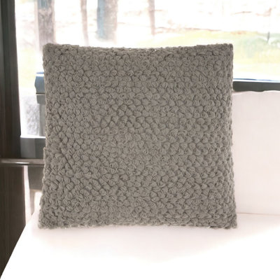 Keeley Curly Loops Light Gray Wool Cotton Blend Throw Pillow