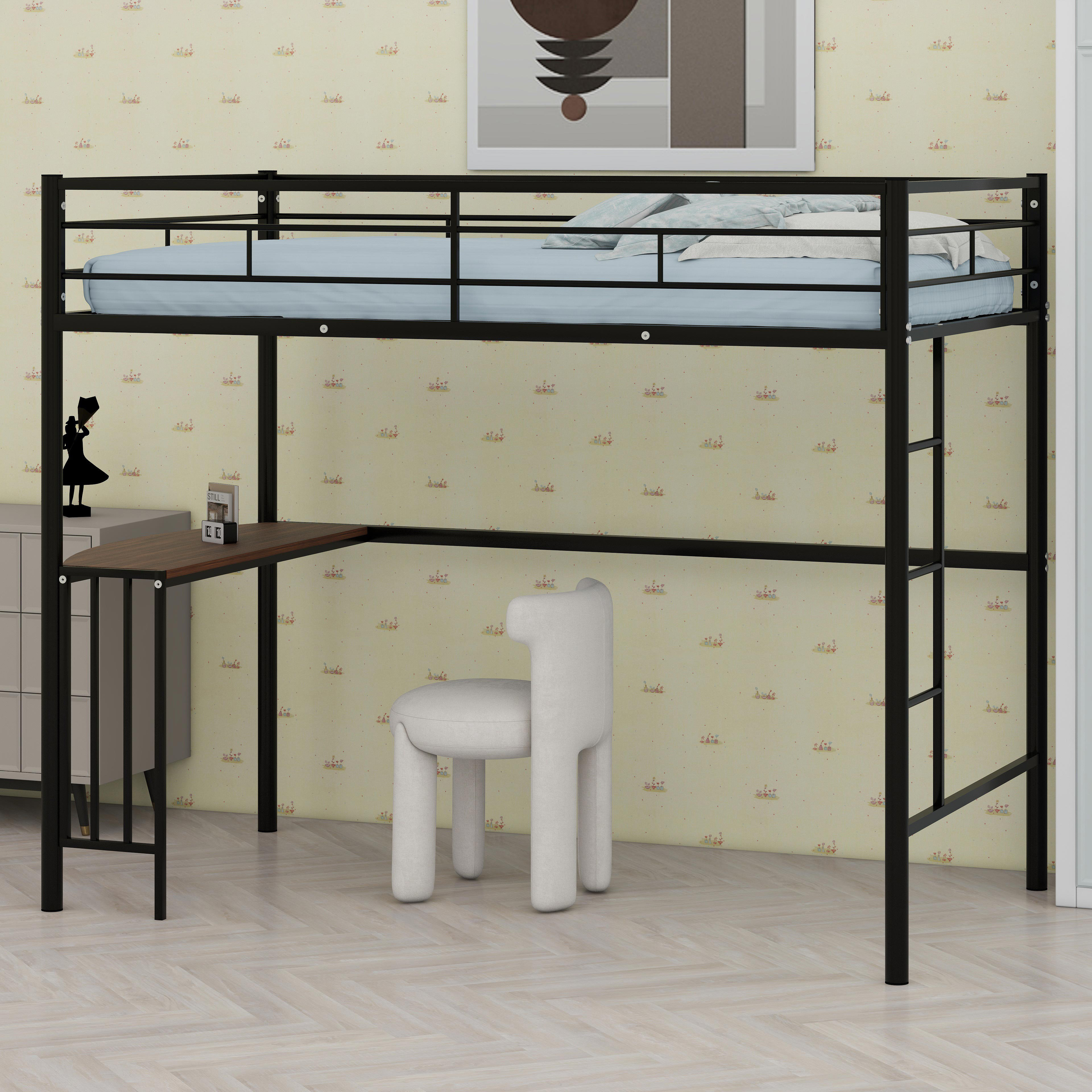 Ebern Designs Metal Loft Bed With Desk - Wayfair Canada