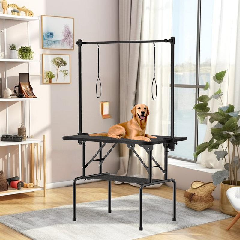 Dog Grooming Table,Foldable Pet Grooming Tables With Adjustable Arm,Clamps,Nooses, Mesh Tray