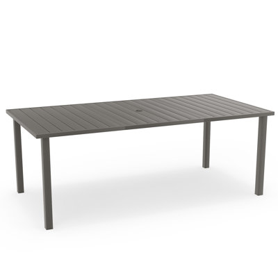 Heckstall 8-Person Rectangular Taupe Metal Outdoor Dining Table