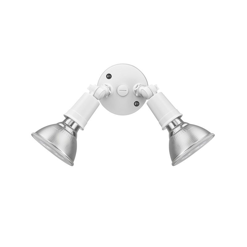 2 - Head Hardwired Outdoor Security Flood Light, Matte White