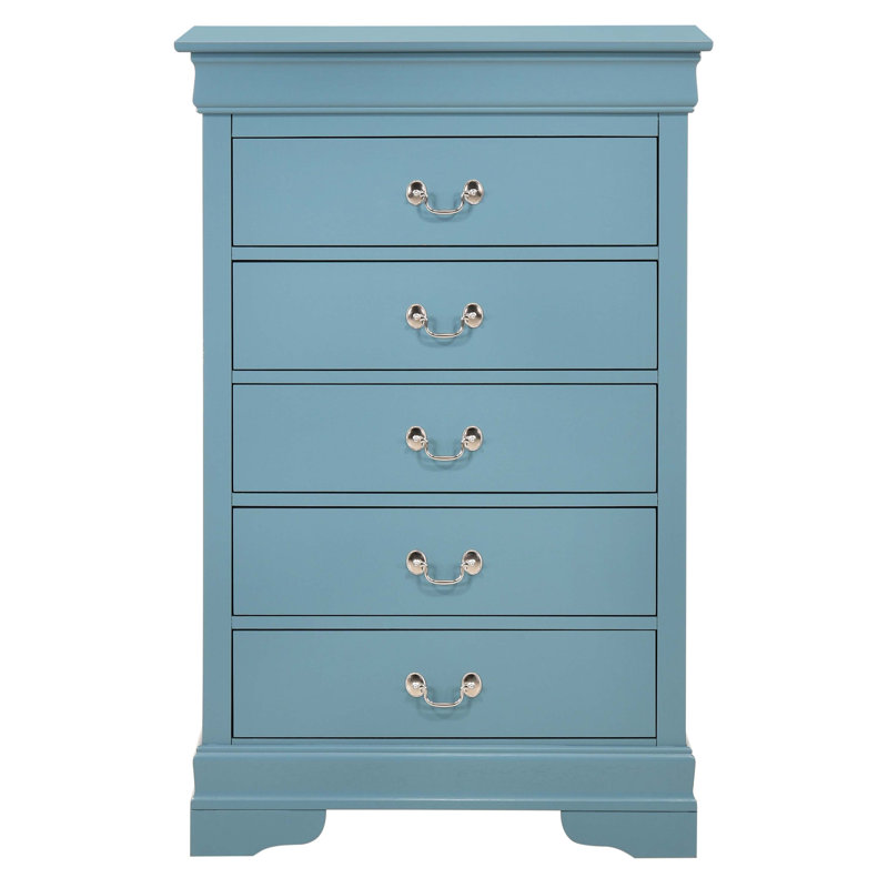 Black Wood 5-Drawer Lingerie Chest with Dovetail Drawers