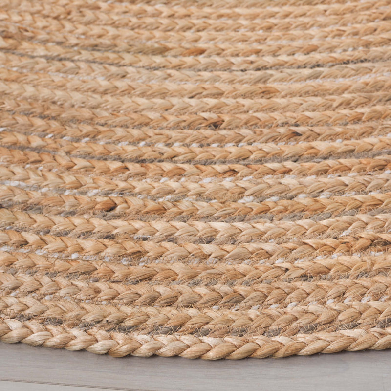 Copernicus Natural Fiber Flatweave Jute Striped Rug, Round 6'