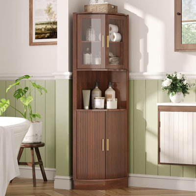 64.9" Tall Corner Cabinet With Glass Door