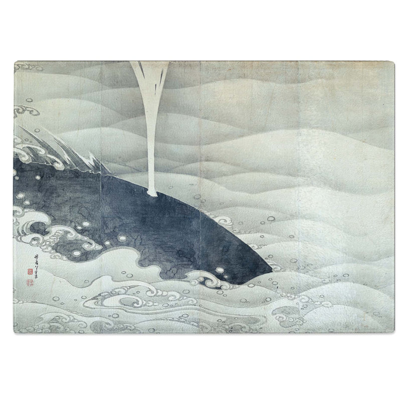 Tempered Glass Whale Screen by Ito Jakuchu Chopping Board, 39 cm W x 28.5 cm L