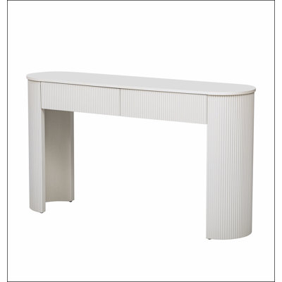 Table d'entrée avec design cannelé, console moderne avec rangement, plateau ovale et 2 tiroirs pour l'entrée et le salon