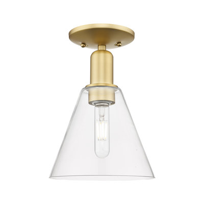 Arcadia - Berkshire Glass - 1 Light 8" Semi-Flush Mount - Polished Nickel Finish - Clear Shade