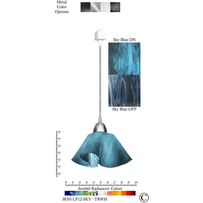 Luminaire suspendu 1 lumière Sapin Lily, Petit, Bleu ciel, Nickel
