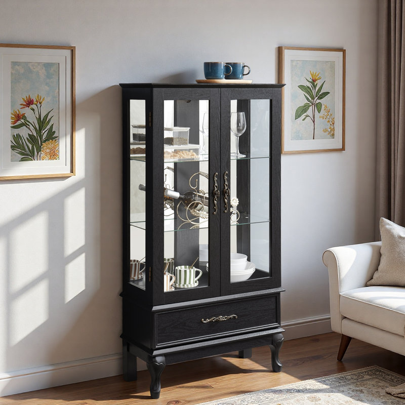 Vitrine lumineuse avec éclairage à DEL, tablettes réglables et tiroir