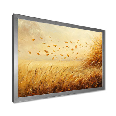 Autumn Windy Prairie Leaves II - feuilles, art mural