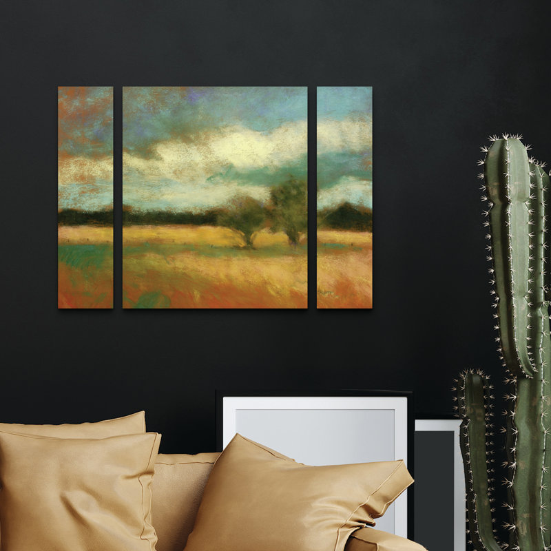 Ensemble de 3 panneaux muraux - Dorothy Fagan «Clearingthemeadow», art mural sur toile pour le salon, la chambre à coucher ou le bureau 