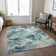 Machine Washable Indoor/Outdoor Xhevrie Teal Rug