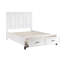 Lit plateforme rustique avec rangement et tiroirs, rangement pour pièces de chambre en bois blanc, intérieur